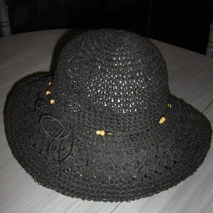 Ladies Black Straw Sun Hat